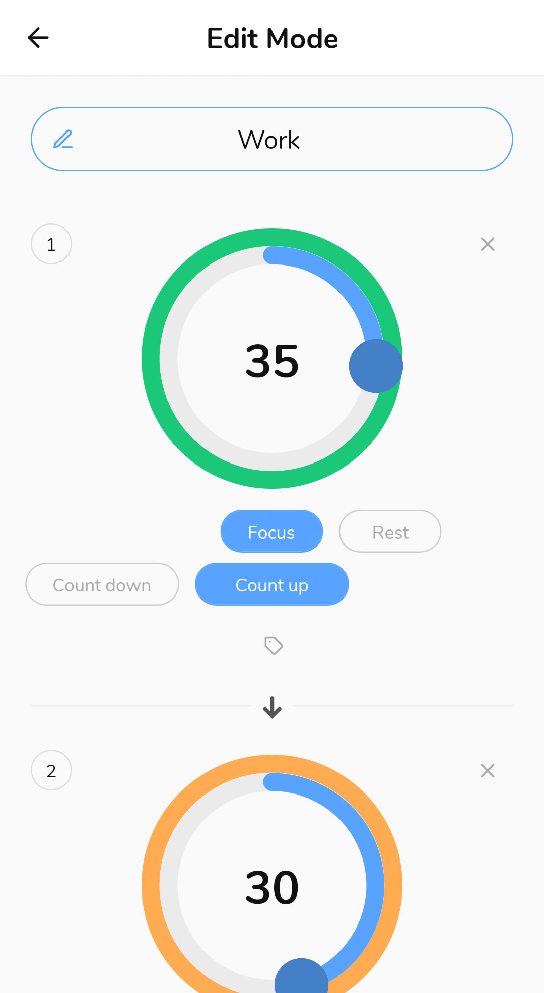 Shows the timer customization options in the Mode editor.