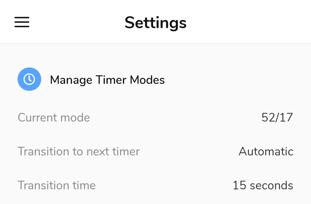 Image of Timer modes in Settings